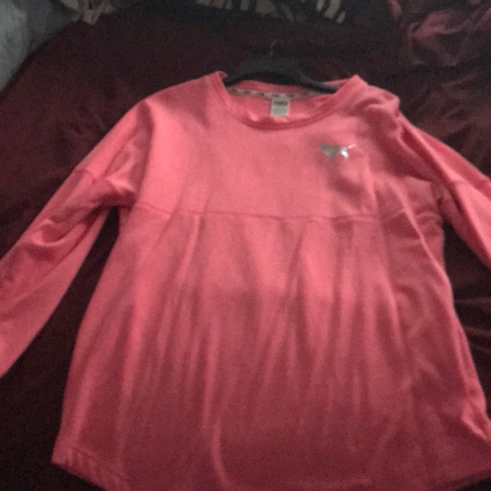 Pink long sleeve varsity top